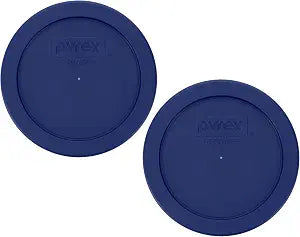 Pyrex 7200-PC 2 Cup Dark Blue Round Storage Lids - Original Genuine Pyrex Lids - 2 Pack
