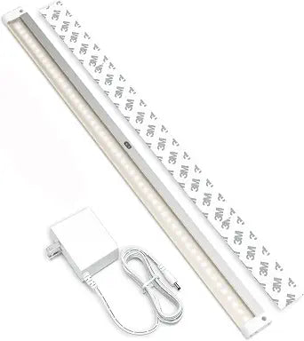 EShine Hand Wave Activated Under Cabinet LED Lighting Kit, Dimmable, 1-Pack 20 in - Touchless Dimming Control, White Under Counter Lights for Kitchen, Garage, Desk, Laundry - Warm White (3000K)