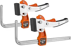 Jorgensen 6-5/8" Ratcheting Table Clamps, Quick Release Track Saw Clamps, Guide Rail Clamp for MFT Table and Guide Rail System, 2-7/8" Throat Depth, 400lbs Load Limit, 2 Pack