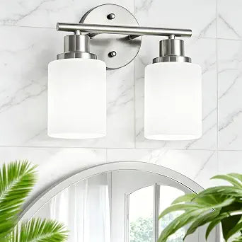Brushed Nickel Vanity Lights, 2-Light Bathroom Light Fixtures
