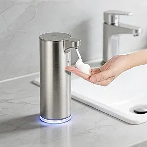 LAOPAO Automatic Foaming Soap Dispenser, Matte Stainless Steel Touchless Soap Dispenser with Self-Clean Mode, 1500mAh Rechargeable USB-C, IPX5 Waterproof Anti-Clogging Foam Pump for Kitchen & Bathroom