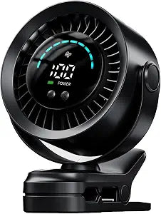 Portable Clip on Fan, Rechargeable USB Desk Fan with Turbo Airflow, 100 Speeds LED Display, 360 Rotation, Small Quiet Battery Powered Fan for Stroller Outdoor Travel Camping Golf Cart, Black