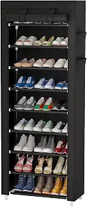 Calmootey 9-Tier Shoe Rack Organizer with Dust Cover for Bedroom, Entryway