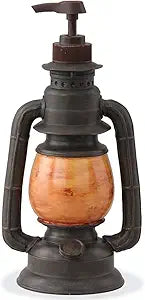 Park Designs Camping Lantern Soap Dispenser | Rustic Farmhouse Bathroom & Kitchen Pump | Refillable Lotion, Hand Wash or Dish Liquid Container | Decorative Resin Accent 9" Tall