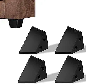 3" Black Triangle Plastic Furniture Legs - Corner Sofa Couch Chair Ottoman Replacement (Set of 4)
