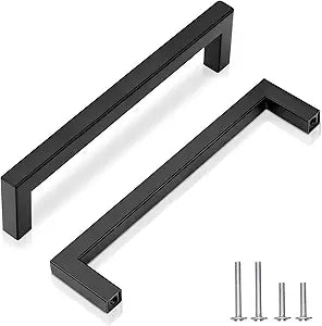 160mm (6-1/4") Center to Center Matte Black Stainless Steel Cabinet Handles 30 Pack - Kitchen Drawer Pulls & Dresser Knobs, Durable Cabinet Hardware