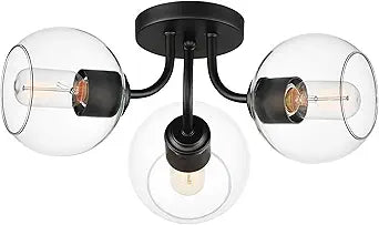 Maxim Lighting Knox 3-Light Flush Mount | Black Steel Finish | Glass Shade | Transitional Indoor Light Fixture | Ideal for Bedrooms, Hallways & Entryways | Dimmable | 21634CLBK
