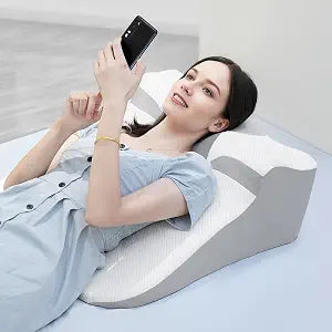 Bed Wedge Pillow for Sleep Apnea, Acid Reflux & Snoring Relief - Post-Surgery Recovery Pillow with Ergonomic 3-in-1 Certified Comfortable Memory Foam for Back, Neck & Head Support