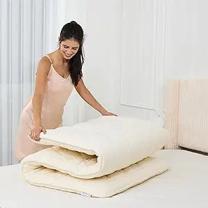 Japanese Floor Mattress with Washable Cover, Folding Futon Mattresss, Tatami Mat Sleeping Pad with Thicken Memory Foam, Roll Up Floor Lounger Bed for Kids Adults (Queen 80"60"2.6")
