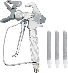 Airless Paint Spray Gun Sprayer High Pressure 3600 PSI 517 Nozzle Tip for Sprayer with 3 Pcs Sprayer Gun Filter JW-G3 (Silver)