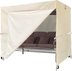Ourdoor Swing Cove,3 Triple Seater Hammock Cover Garden Swing Cover Garden Hammock Glider Chair Cover Outdoor Swing Cover UV Resistant Swing Canopy Cover (80 * 59 * 72 inch) Beige