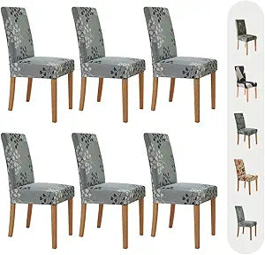 Secgo Chair Covers for Dining Room 6 Pack, Stretch Dining Chair Cover, Washable Spandex Kitchen Parsons Chair Slipcovers, Blue Chair Covers for Home or Party