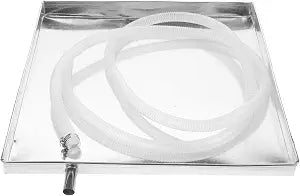 Totority Air Conditioner Drain Pan 16 Inch Stainless Steel Drip Tray with Drain Hose | Universal Condensate Collection for Indoor/Outdoor Ac Units | Leak Protection Solution