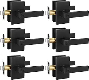 Goldenwarm Black Door Handles Privacy Door Levers, Heavy Duty Zinc Alloy Matte Black Interior Door Handles for Bedroom Bathroom (6 Pack)
