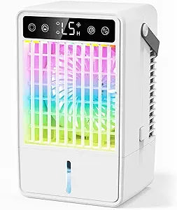 Portable air conditioner, 4-in-1 Evaporative Air Cooler,1500ML Air Conditioner Portable with 5 Wind Speed 7 Colors Light,Personal Cooling Fan for Bedroom Office RV