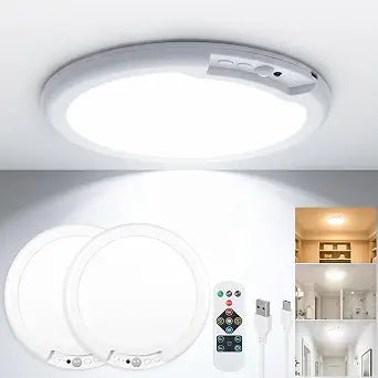 Rechargeable Ceiling Light 2 Pack, Magnetic Battery Operated Ceiling Light