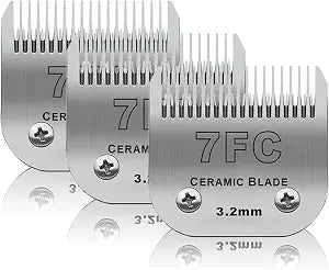 7FC Dog Grooming Ceramic Blades,Compatible with Andis,Oster A5,Wahl KM10 | Size 7FC Detachable Ceramic Blade 1/8-Inch 3.2MM Cut Length,3 Pack