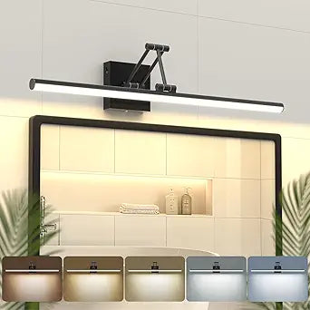 Morden Bathroom Light Fixtures,Black Vanity Lights, 360Rotatable 24IN Vanity Fixture Over Mirror with 5CCT&Dimmable Wall Lamp, Eye-Friendly Led Bath Bar For Makeup Shaving-ETL, Ideal Gift for Holiday