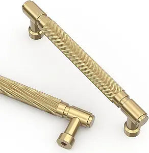 Asidrama 10 Pack 5 Inch(128mm) Champagne Bronze Cabinet Pulls Knurled Kitchen Cabinet Handles, Champagne Gold Cabinet Hardware for Cupboard Drawer Pulls