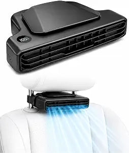 Car Seat Fan for Driver Backseat 3000 mAh Rechargeable Cooling Fan Bladeless Airflow Cooling Fan for Back Seat Kids Passengers with 5 Adjustable Wind Speeds for Outdoor, Fits in Most Car SUV Trucks