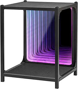FUSLITE Storage Cabinet with LED Infinity Mirror Light, RGBW Display Cabinet with Adjustable Color Temp for Bedroom Gaming Room Decor (One Cabinet)