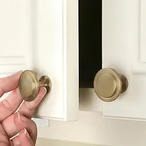 homdiy 25 Pack Champagne Bronze Cabinet Knobs, Solid Zinc Alloy Drawer Knobs Round Pulls for Kitchen Bathroom Closet Dresser Cabinets