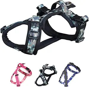[:Hakusan] Zero Dog Harness Camouflage Type, Safe - No chocking/Hard to Disconnect, Great fit - Easy Put on and Off/Adjustable, Reflector, XS - Small & Medium Dog, Camouflage