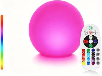 6" LED Ball Night Light,IP44 Waterproof,RGB Light and Remote