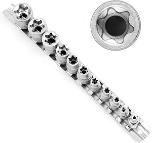 HORUSDY 11Pcs E Torx Socket Set Female External Star Socket Set E4 - E20 Torque Socket Set