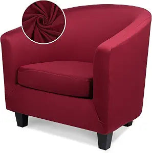 Club Chair Slipcover 2 Piece, Arm Chair Slipcover with Chair Cushion Cover, Soft Stretch Tub Barrel Chair Couch Slipcover Removable Furniture Protector for Living Room Office Hotel