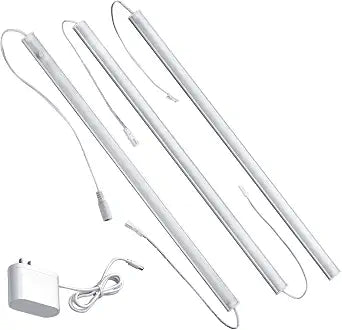 Motion Sensor Under Cabinet Lighting Indoor Plug in, 16" 12V LED Under Counter Lights Super Bright Magnetic for Kitchen/Hallway/Toilet/Garage/Closet(Cold White/6000K, 3 Pack)