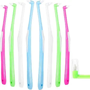 8 Pieces End Tuft Toothbrush with Covers, Soft Braces Interdental Brushes
