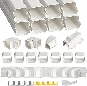 3" 13.5 Ft Mini Split Line Set Cover, Lineset Cover Kit for Mini Split with Flexible Duct, DIY Paintable for Mini Split Air Conditioner, Central AC,HVAC and Heat Pump