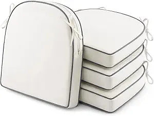 4 Pack 1716 INCH D-Shaped Outdoor Seat Cushions - Heavy Duty Foam Patio Chair Pads for Lawn, Garden, Camping - All Weather Furniture Covers (Cream, 17 INCH  16 INCH)