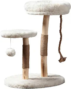 Habitat Haven The Oasis Cat Tree - Luxury Cat Condo, Modern Indoor Tower with Faux Fur Bed, Scratching Posts, and Toy for Cats, 23.5-Inch Width x 18-Inch Depth x 28.5-Inch Height