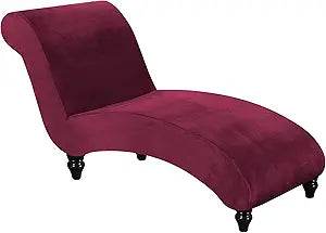 FantasDecor Chaise Lounge Velvet Luxury Covers for Living Room Indoor Stretch Slipcover for Chaise Lounge Ultra Soft Machine Washable, Burgundy