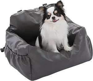 PEQULTI Dog Car Seat for Small Dogs, Portable Travel Bed Under 20 lbs, Waterproof & Scratch-Proof Dog Booster Seat with Safety Leash, Fully Detachable & Machine Washable, Medium