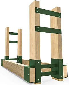 Outdoor Firewood Rack Bracket Kit for 2x4 lumber, Green, 1 Pair