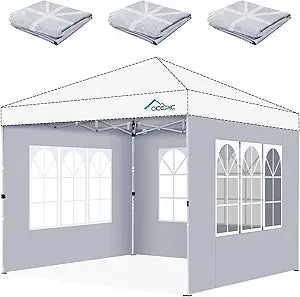 Acepic Church Window 10x10 Canopy Sidewalls with Zipper for 10x10 Straight Leg Canopy Frame, Waterproof UV Protection for Outdoor Events, Vendor Booth,Gray(3PCS Sidewalls Only, Canopy Not Included)