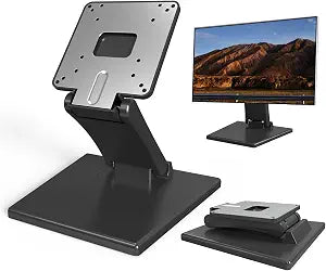 Babibobibi Foldable VESA Stand - 75x75mm/100x100mm LCD/PC Monitor Mount, Black, Lay Flat, Single Monitor Adapter
