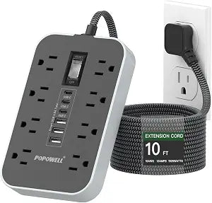 10 FT Power Strip Extension Cord Surge Protector