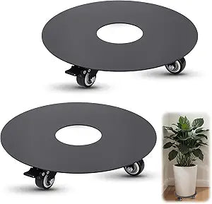2 Pack Heavy Duty Plant Stand with Wheels 12-inch Aluminum Caddy 500 lb Capacity 360 Swivel Casters Brakes for Indoor Outdoor Large Heavy Planters Pots Easy Movement No Assembly Required
