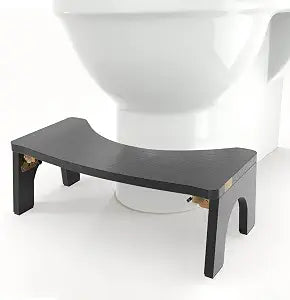 Toilet Stool Wood, Foldable Poop Stool for Adults, 7" Squat Poop Stool Extra Sturdy & Wide Wooden Toilet Squat Step Stool with Anti-Slip Feet by CHEAGO,380 lbs Black