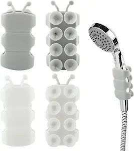 4pcs Silicone Shower Head Holder,Height Adjustable Universal Shower Sprayer Holder Suction Replacement for Standard Showers Hose,No Drilling Wall Mount ShowerHolder Bracket