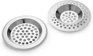 Shower Drain Hair Catchers - Bathtub Drain Covers 2 Pcs - Hair Stoppers 2.83 & 2.44 Inches - Sink Strainers Set - Drain Protectors for Bathroom, Kitchen and Laundry, Stainless Steel
