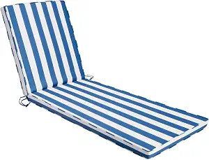Outdoor Chaise Lounge Cushions, 71x22x3 in, Sky Blue White Stripes