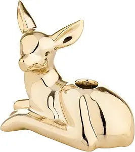 47th & Main Reindeer Metallic Golden Fawn Resting Deer Candle Holder for Decoration and Dining Table Centerpiece, 5.75" Long x 3.25" Wide x 5.25" Tall, Gold