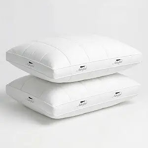 Goose Feather Down Pillows Queen Size Set of 2, Gusseted Design Hotel Collection Pillows, 100% Cotton Cover, Soft Bed Pillows for Side, Back, and Stomach Sleepers(18x28)