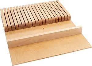 Rev-A-Shelf Trim To Fit Knife Block Drawer Organizer with Silverware Storage Holder for Kitchen Utensils, 19 Slot Cutlery Tray Insert, Wood, 4WKB-1