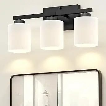 Honesorn Bathroom Light Fixtures Black, 3-Light Vanity Lights Over Mirror